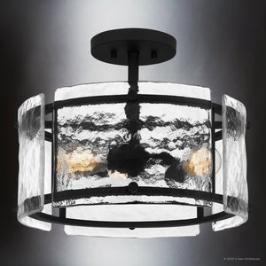 Urban Ambiance - Ceiling Light - UQL4745 Mediterranean Indoor Ceiling Light, 12.75''H x 16.00''W x 16.00''D, Earth Black Finish, Nantes Collection - 