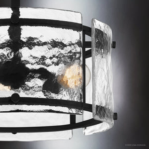 Urban Ambiance - Ceiling Light - UQL4745 Mediterranean Indoor Ceiling Light, 12.75''H x 16.00''W x 16.00''D, Earth Black Finish, Nantes Collection - 