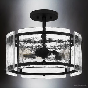 Urban Ambiance - Ceiling Light - UQL4745 Mediterranean Indoor Ceiling Light, 12.75''H x 16.00''W x 16.00''D, Earth Black Finish, Nantes Collection - 
