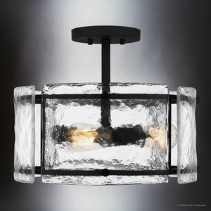 Urban Ambiance - Ceiling Light - UQL4745 Mediterranean Indoor Ceiling Light, 12.75''H x 16.00''W x 16.00''D, Earth Black Finish, Nantes Collection - 