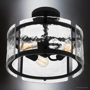 Urban Ambiance - Ceiling Light - UQL4745 Mediterranean Indoor Ceiling Light, 12.75''H x 16.00''W x 16.00''D, Earth Black Finish, Nantes Collection - 