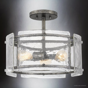 Urban Ambiance - Ceiling Light - UQL4746 Mediterranean Indoor Ceiling Light, 12.75''H x 16.00''W x 16.00''D, Mottled Silver Finish, Nantes Collection - 