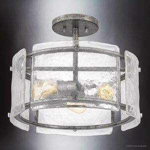 Urban Ambiance - Ceiling Light - UQL4746 Mediterranean Indoor Ceiling Light, 12.75''H x 16.00''W x 16.00''D, Mottled Silver Finish, Nantes Collection - 