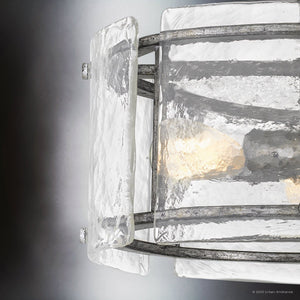 Urban Ambiance - Ceiling Light - UQL4746 Mediterranean Indoor Ceiling Light, 12.75''H x 16.00''W x 16.00''D, Mottled Silver Finish, Nantes Collection - 