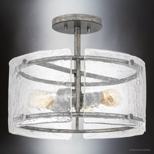 Urban Ambiance - Ceiling Light - UQL4746 Mediterranean Indoor Ceiling Light, 12.75''H x 16.00''W x 16.00''D, Mottled Silver Finish, Nantes Collection - 