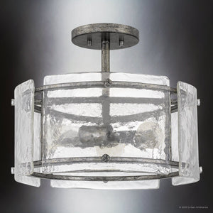 Urban Ambiance - Ceiling Light - UQL4746 Mediterranean Indoor Ceiling Light, 12.75''H x 16.00''W x 16.00''D, Mottled Silver Finish, Nantes Collection - 