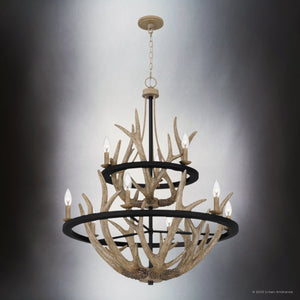Urban Ambiance - Chandelier - UQL4820 Old World Indoor Chandelier, 39.00''H x 32.00''W x 32.00''D, Earth Black Finish, Vilnius Collection - 