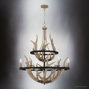 Urban Ambiance - Chandelier - UQL4820 Old World Indoor Chandelier, 39.00''H x 32.00''W x 32.00''D, Earth Black Finish, Vilnius Collection - 