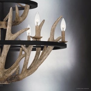 Urban Ambiance - Chandelier - UQL4820 Old World Indoor Chandelier, 39.00''H x 32.00''W x 32.00''D, Earth Black Finish, Vilnius Collection - 