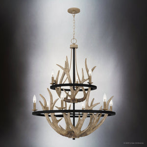 Urban Ambiance - Chandelier - UQL4820 Old World Indoor Chandelier, 39.00''H x 32.00''W x 32.00''D, Earth Black Finish, Vilnius Collection - 