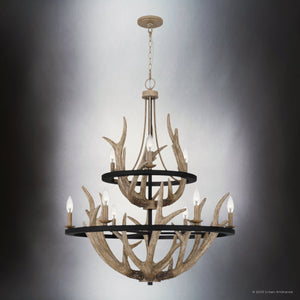 Urban Ambiance - Chandelier - UQL4820 Old World Indoor Chandelier, 39.00''H x 32.00''W x 32.00''D, Earth Black Finish, Vilnius Collection - 