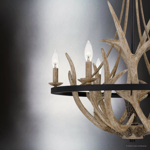 Urban Ambiance - Chandelier - UQL4821 Old World Indoor Chandelier, 31.00''H x 26.25''W x 26.25''D, Earth Black Finish, Vilnius Collection - 