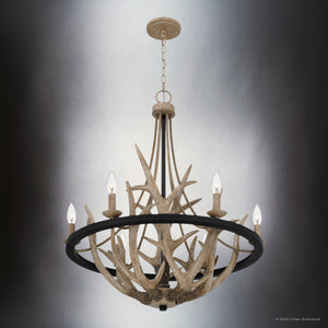 Urban Ambiance - Chandelier - UQL4821 Old World Indoor Chandelier, 31.00''H x 26.25''W x 26.25''D, Earth Black Finish, Vilnius Collection - 