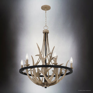 Urban Ambiance - Chandelier - UQL4821 Old World Indoor Chandelier, 31.00''H x 26.25''W x 26.25''D, Earth Black Finish, Vilnius Collection - 