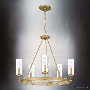 Urban Ambiance - Chandelier - UQL4830 Contemporary Indoor Chandelier, 22.50''H x 24.00''W x 24.00''D, Nouveau Painted Weathered Brass Finish, Washburn Collection - 