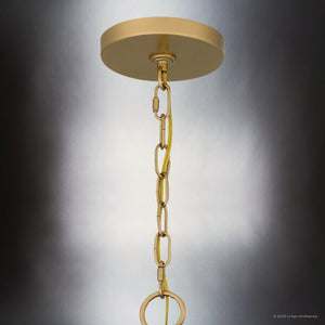 Urban Ambiance - Chandelier - UQL4830 Contemporary Indoor Chandelier, 22.50''H x 24.00''W x 24.00''D, Nouveau Painted Weathered Brass Finish, Washburn Collection - 
