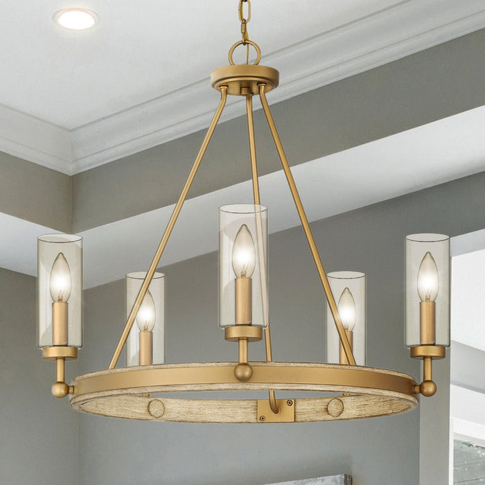 UQL4830 Contemporary Indoor Chandelier, 22.50''H x 24.00''W x 24.00''D, Nouveau Painted Weathered Brass Finish, Washburn Collection