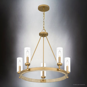 Urban Ambiance - Chandelier - UQL4830 Contemporary Indoor Chandelier, 22.50''H x 24.00''W x 24.00''D, Nouveau Painted Weathered Brass Finish, Washburn Collection - 