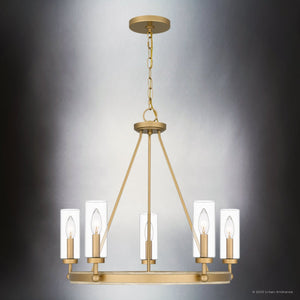 Urban Ambiance - Chandelier - UQL4830 Contemporary Indoor Chandelier, 22.50''H x 24.00''W x 24.00''D, Nouveau Painted Weathered Brass Finish, Washburn Collection - 