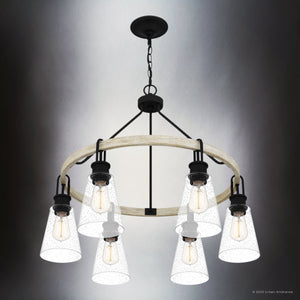 Urban Ambiance - Chandelier - UQL4840 Casual Indoor Chandelier, 25.25''H x 28.00''W x 28.00''D, Earth Black Finish, Lucerne Collection - 