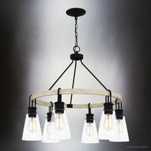 Urban Ambiance - Chandelier - UQL4840 Casual Indoor Chandelier, 25.25''H x 28.00''W x 28.00''D, Earth Black Finish, Lucerne Collection - 