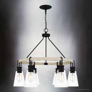 Urban Ambiance - Chandelier - UQL4840 Casual Indoor Chandelier, 25.25''H x 28.00''W x 28.00''D, Earth Black Finish, Lucerne Collection - 