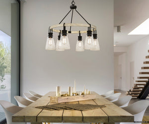 Urban Ambiance - Chandelier - UQL4840 Casual Indoor Chandelier, 25.25''H x 28.00''W x 28.00''D, Earth Black Finish, Lucerne Collection - 