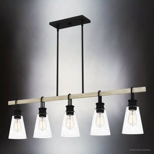 Urban Ambiance - Chandelier - UQL4841 Casual Indoor Chandelier, 11.50''H x 42.00''W x 5.50''D, Earth Black Finish, Lucerne Collection - 