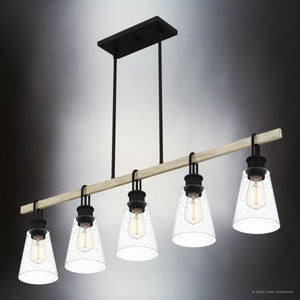 Urban Ambiance - Chandelier - UQL4841 Casual Indoor Chandelier, 11.50''H x 42.00''W x 5.50''D, Earth Black Finish, Lucerne Collection - 