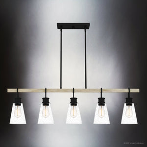 Urban Ambiance - Chandelier - UQL4841 Casual Indoor Chandelier, 11.50''H x 42.00''W x 5.50''D, Earth Black Finish, Lucerne Collection - 