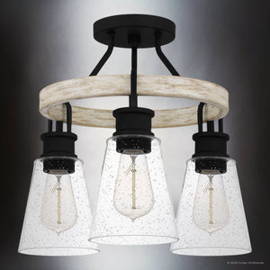 Urban Ambiance - Ceiling Light - UQL4842 Casual Indoor Ceiling Light, 13.50''H x 16.00''W x 16.00''D, Earth Black Finish, Lucerne Collection - 