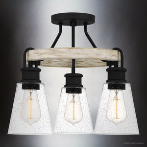 Urban Ambiance - Ceiling Light - UQL4842 Casual Indoor Ceiling Light, 13.50''H x 16.00''W x 16.00''D, Earth Black Finish, Lucerne Collection - 