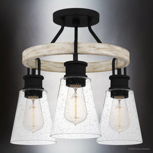 Urban Ambiance - Ceiling Light - UQL4842 Casual Indoor Ceiling Light, 13.50''H x 16.00''W x 16.00''D, Earth Black Finish, Lucerne Collection - 