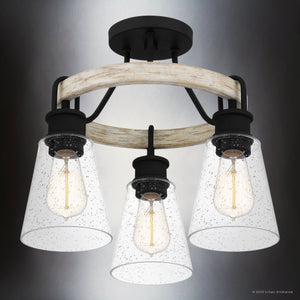 Urban Ambiance - Ceiling Light - UQL4842 Casual Indoor Ceiling Light, 13.50''H x 16.00''W x 16.00''D, Earth Black Finish, Lucerne Collection - 