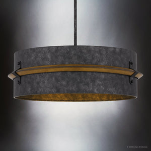 Urban Ambiance - Pendant - UQL4860 Natural Indoor Pendant, 22.00''H x 21.00''W x 21.00''D, Old Black Finish Finish, Augusta Collection - 