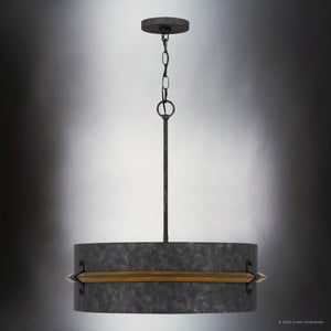 Urban Ambiance - Pendant - UQL4860 Natural Indoor Pendant, 22.00''H x 21.00''W x 21.00''D, Old Black Finish Finish, Augusta Collection - 