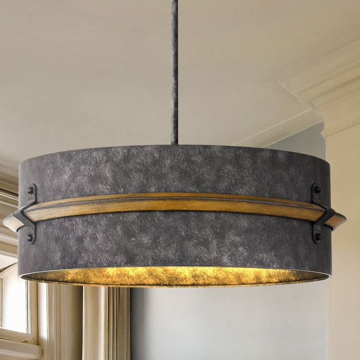 UQL4860 Natural Indoor Chandelier or Pendant, 22.00''H x 21.00''W x 21.00''D, Old Black Finish Finish, Augusta Collection