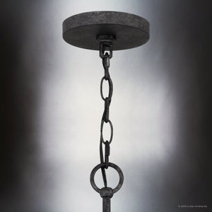 Urban Ambiance - Pendant - UQL4860 Natural Indoor Pendant, 22.00''H x 21.00''W x 21.00''D, Old Black Finish Finish, Augusta Collection - 