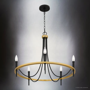 Urban Ambiance - Chandelier - UQL4870 Transitional Indoor Chandelier, 22.50''H x 26.00''W x 26.00''D, Matte Black Finish, Sitka Collection - 
