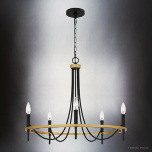 Urban Ambiance - Chandelier - UQL4870 Transitional Indoor Chandelier, 22.50''H x 26.00''W x 26.00''D, Matte Black Finish, Sitka Collection - 