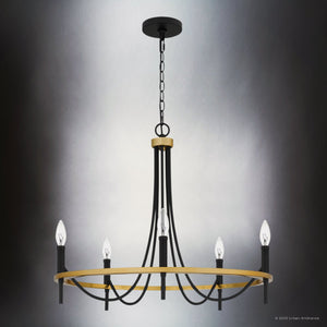 Urban Ambiance - Chandelier - UQL4870 Transitional Indoor Chandelier, 22.50''H x 26.00''W x 26.00''D, Matte Black Finish, Sitka Collection - 