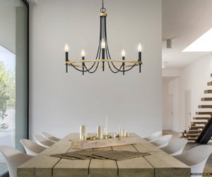 Urban Ambiance - Chandelier - UQL4870 Transitional Indoor Chandelier, 22.50''H x 26.00''W x 26.00''D, Matte Black Finish, Sitka Collection - 