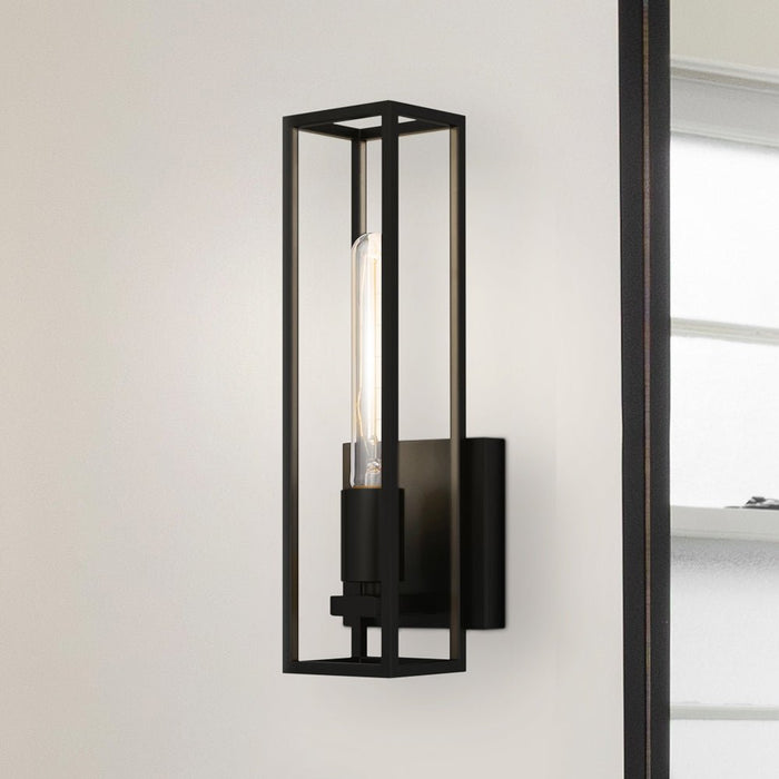 UQL4880 Mid Century Modern Indoor Wall Sconce, 13.75''H x 4.75''W x 4.00''D, Matte Black Finish, Langley Collection