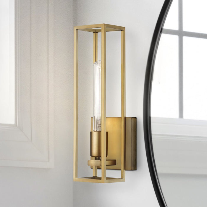 UQL4881 Mid Century Modern Indoor Wall Sconce, 13.75''H x 4.75''W x 4.00''D, Weathered Brass Finish, Langley Collection
