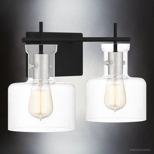 Urban Ambiance - Bath Light - UQL4970 Modern Indoor Bath Light, 10.25''H x 16.00''W x 7.50''D, Matte Black Finish, Fordville Collection - 