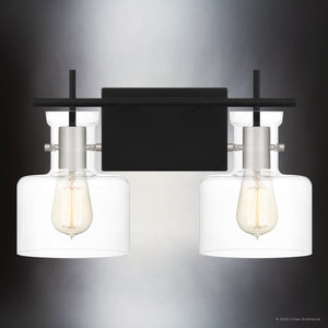Urban Ambiance - Bath Light - UQL4970 Modern Indoor Bath Light, 10.25''H x 16.00''W x 7.50''D, Matte Black Finish, Fordville Collection - 