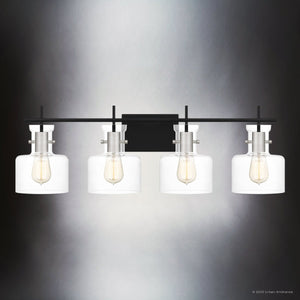 Urban Ambiance - Bath Light - UQL4972 Modern Indoor Bath Light, 10.25''H x 32.00''W x 7.50''D, Matte Black Finish, Fordville Collection - 