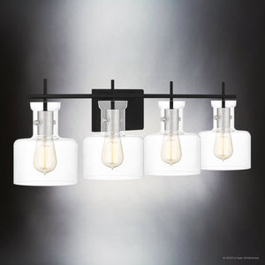 Urban Ambiance - Bath Light - UQL4972 Modern Indoor Bath Light, 10.25''H x 32.00''W x 7.50''D, Matte Black Finish, Fordville Collection - 