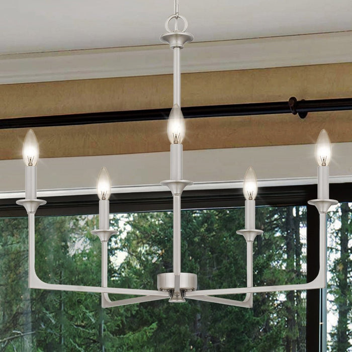UQL4986 Transitional Indoor Chandelier, 24.00''H x 26.00''W x 26.00''D, Brushed Nickel Finish, Keswick Collection
