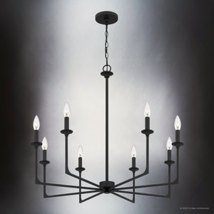 Urban Ambiance - Chandelier - UQL4987 Transitional Indoor Chandelier, 28.00''H x 32.00''W x 32.00''D, Matte Black Finish, Keswick Collection - 